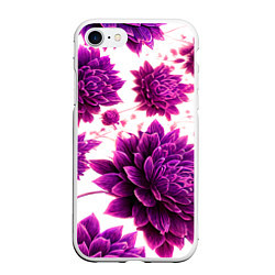 Чехол iPhone 7/8 матовый Яркие цветочные бутоны, цвет: 3D-белый