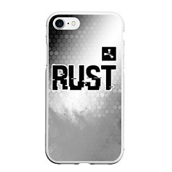 Чехол iPhone 7/8 матовый Rust glitch на светлом фоне: символ сверху, цвет: 3D-белый