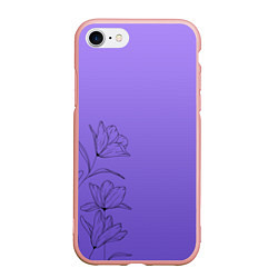 Чехол iPhone 7/8 матовый Красивый фиолетовый градиент с цветами, цвет: 3D-светло-розовый