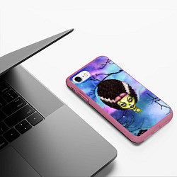 Чехол iPhone 7/8 матовый Девушка - зомби, цвет: 3D-малиновый — фото 2