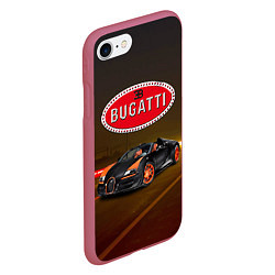 Чехол iPhone 7/8 матовый Bugatti на ночной дороге, цвет: 3D-малиновый — фото 2