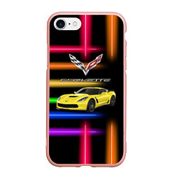 Чехол iPhone 7/8 матовый Chevrolet Corvette - гоночная команда - Motorsport, цвет: 3D-светло-розовый