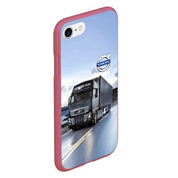 Чехол iPhone 7/8 матовый Фура Вольво на трассе, цвет: 3D-малиновый — фото 2