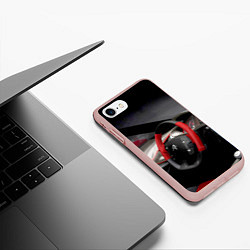 Чехол iPhone 7/8 матовый Ситроен - салон - Steering wheel, цвет: 3D-светло-розовый — фото 2