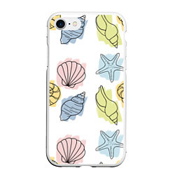 Чехол iPhone 7/8 матовый Морские обитатели, цвет: 3D-белый