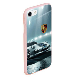 Чехол iPhone 7/8 матовый Porsche - racing route - motorsport, цвет: 3D-светло-розовый — фото 2