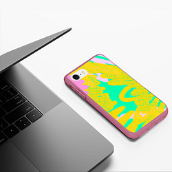 Чехол iPhone 7/8 матовый Желто-зеленые пятна, цвет: 3D-малиновый — фото 2