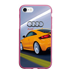 Чехол iPhone 7/8 матовый Audi TT мчится в тоннеле, цвет: 3D-малиновый