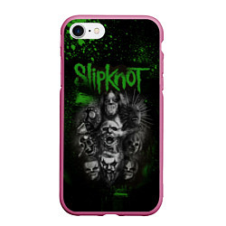 Чехол iPhone 7/8 матовый Slipknot green, цвет: 3D-малиновый