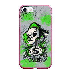 Чехол iPhone 7/8 матовый Slipknot скелет green, цвет: 3D-малиновый