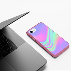 Чехол iPhone 7/8 матовый Цветные волны, цвет: 3D-малиновый — фото 2