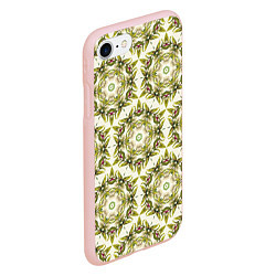 Чехол iPhone 7/8 матовый Цветы абстрактные зелёные, цвет: 3D-светло-розовый — фото 2
