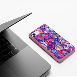 Чехол iPhone 7/8 матовый Multi-colored colorful patterns, цвет: 3D-малиновый — фото 2