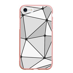 Чехол iPhone 7/8 матовый Геометрические линии на сером фоне, цвет: 3D-светло-розовый