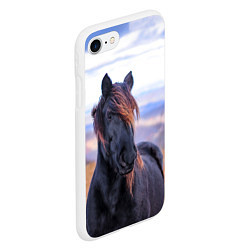 Чехол iPhone 7/8 матовый Черный конь, цвет: 3D-белый — фото 2