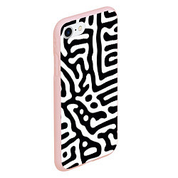 Чехол iPhone 7/8 матовый Черно-белый фон, цвет: 3D-светло-розовый — фото 2