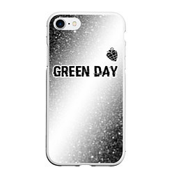 Чехол iPhone 7/8 матовый Green Day glitch на светлом фоне: символ сверху, цвет: 3D-белый