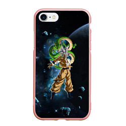 Чехол iPhone 7/8 матовый Dragon Ball - Space - Son Goku, цвет: 3D-светло-розовый