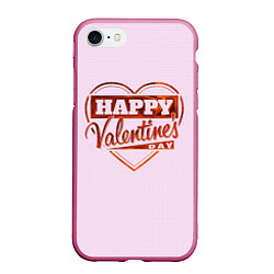 Чехол iPhone 7/8 матовый Happy Valentines Day!, цвет: 3D-малиновый