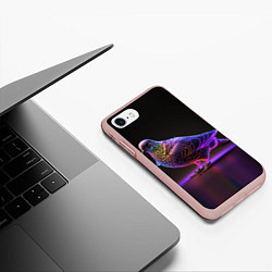 Чехол iPhone 7/8 матовый Неоновый голубь, цвет: 3D-светло-розовый — фото 2