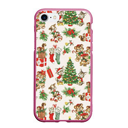 Чехол iPhone 7/8 матовый Christmas Рождество, цвет: 3D-малиновый
