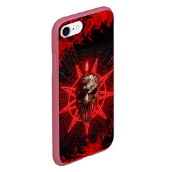 Чехол iPhone 7/8 матовый Slipknot red satan star, цвет: 3D-малиновый — фото 2