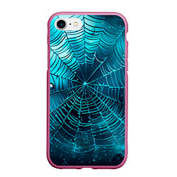 Чехол iPhone 7/8 матовый Halloween паутина, цвет: 3D-малиновый