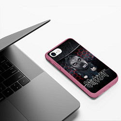 Чехол iPhone 7/8 матовый Slipknot dark black, цвет: 3D-малиновый — фото 2