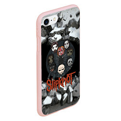 Чехол iPhone 7/8 матовый Slipknot объемные плиты black, цвет: 3D-светло-розовый — фото 2