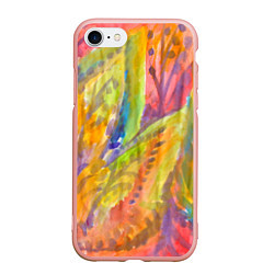 Чехол iPhone 7/8 матовый Абстракция осенняя листва акварель, цвет: 3D-светло-розовый