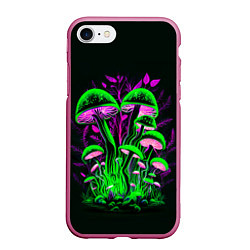 Чехол iPhone 7/8 матовый Фантастические кислотные грибы, цвет: 3D-малиновый