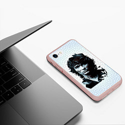 Чехол iPhone 7/8 матовый Виктор Цой - полигональный портрет, цвет: 3D-светло-розовый — фото 2
