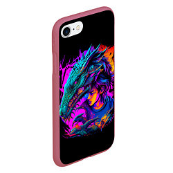Чехол iPhone 7/8 матовый Дракон и девушка - поп арт, цвет: 3D-малиновый — фото 2
