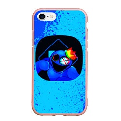 Чехол iPhone 7/8 матовый Радужные друзья: Синий глитч, цвет: 3D-светло-розовый