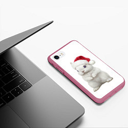 Чехол iPhone 7/8 матовый Рождественский крольчонок, цвет: 3D-малиновый — фото 2
