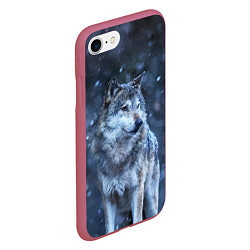 Чехол iPhone 7/8 матовый Лесной волк, цвет: 3D-малиновый — фото 2