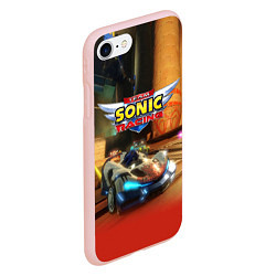 Чехол iPhone 7/8 матовый Team Sonic racing - hedgehog - video game, цвет: 3D-светло-розовый — фото 2