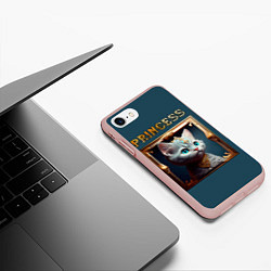 Чехол iPhone 7/8 матовый Кошечка принцесса - картина в рамке, цвет: 3D-светло-розовый — фото 2