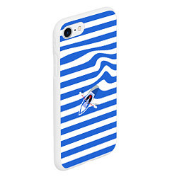 Чехол iPhone 7/8 матовый Лодка на голубой тельняшке, цвет: 3D-белый — фото 2