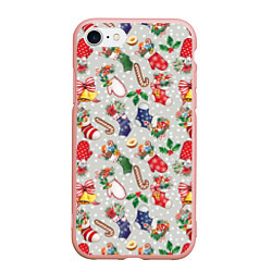 Чехол iPhone 7/8 матовый Christmas Pattern, цвет: 3D-светло-розовый