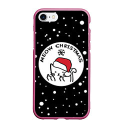 Чехол iPhone 7/8 матовый Meow Christmas, цвет: 3D-малиновый