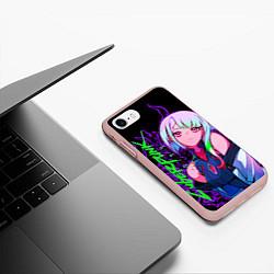 Чехол iPhone 7/8 матовый Люси: Киберпанк, цвет: 3D-светло-розовый — фото 2