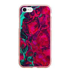 Чехол iPhone 7/8 матовый Зелено-малиновые разводы, цвет: 3D-светло-розовый