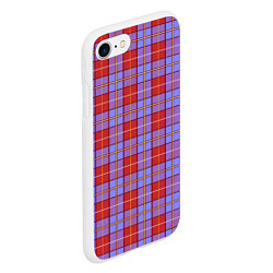 Чехол iPhone 7/8 матовый Ткань Шотландка красно-синяя, цвет: 3D-белый — фото 2