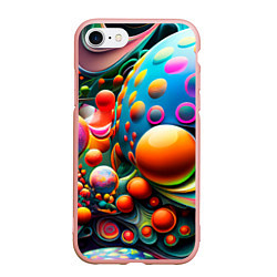 Чехол iPhone 7/8 матовый Абстрактные космические шары, цвет: 3D-светло-розовый