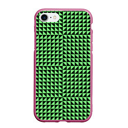 Чехол iPhone 7/8 матовый Чёрно-зелёная оптическая иллюзия, цвет: 3D-малиновый