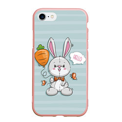 Чехол iPhone 7/8 матовый Милый зайка с шариком-морковкой, цвет: 3D-светло-розовый