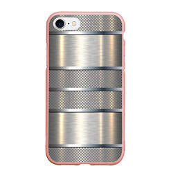 Чехол iPhone 7/8 матовый Металлические полосы - текстура алюминия, цвет: 3D-светло-розовый