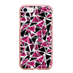 Чехол iPhone 7/8 матовый Геометрический абстрактный узор в вишнево серых и, цвет: 3D-светло-розовый