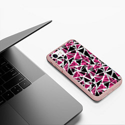 Чехол iPhone 7/8 матовый Геометрический абстрактный узор в вишнево серых и, цвет: 3D-светло-розовый — фото 2